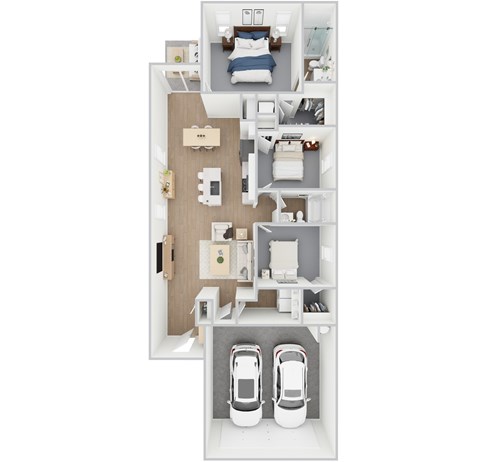 Oak - 3 Bedroom 2 Bath 1,386 Sq. Ft. Floor Plan at Beacon at Clinton Corners, Florida